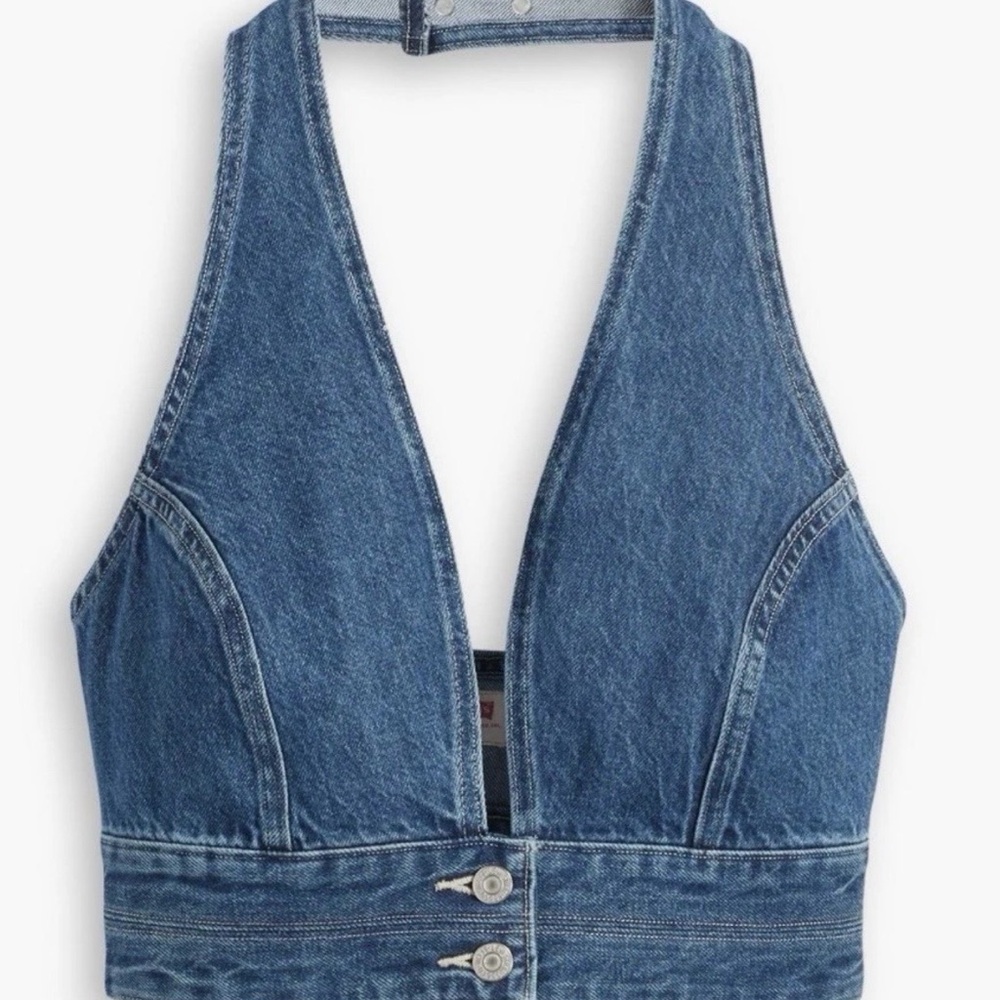 Levi's Daisy Denim Halter Top Indigo Stonewash-Women’s L-Festival Western Beach